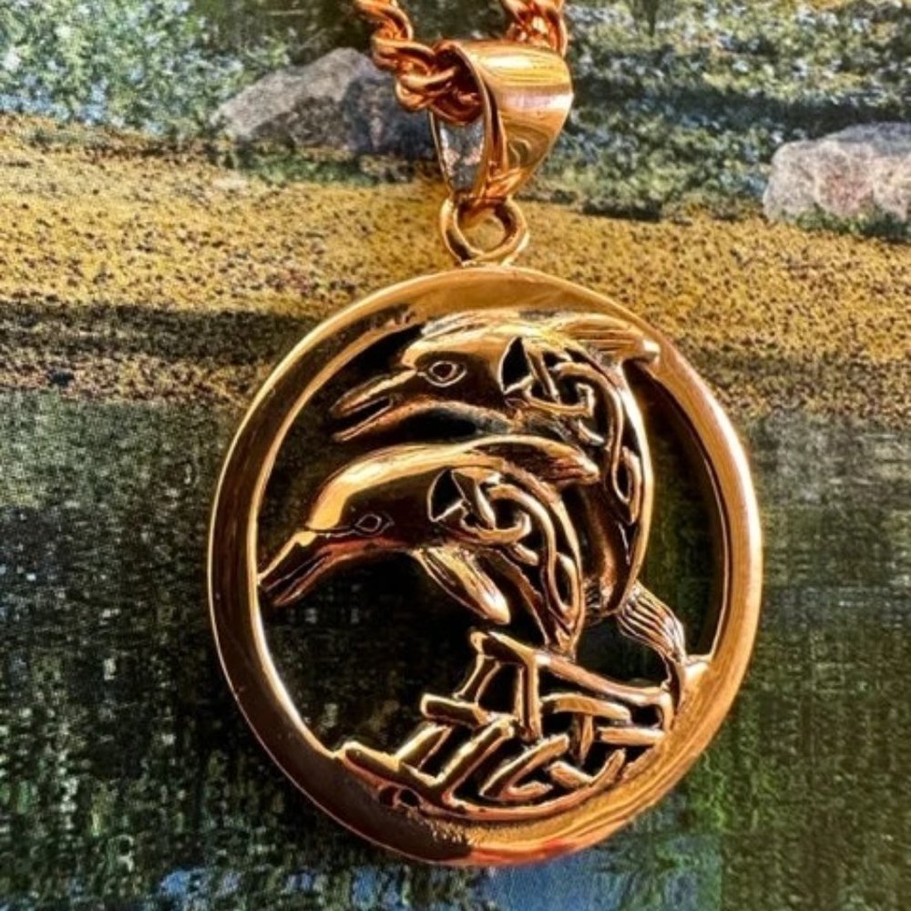 Solid Copper Celtic Dolphin Pendant and copper chain set #CPD5700